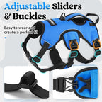 rabbitgoo Escape Proof Dog Harness for Medium, No Pull with Lift Handle | No Escape, Full Soft Padded, Reflective Adjustable Vest, Leash Clip for Walking Hiking Training, Blue, Medium