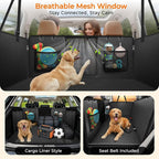 URPOWER PU Leather Back Seat Extender for Dogs, Hard Bottom Dog Seat Cover | Supports 550 lbs, Stable 3-Panel Hard Bottom, Added High-Density Foam for Comfort, Waterproof 900D Oxford, 45% More Space