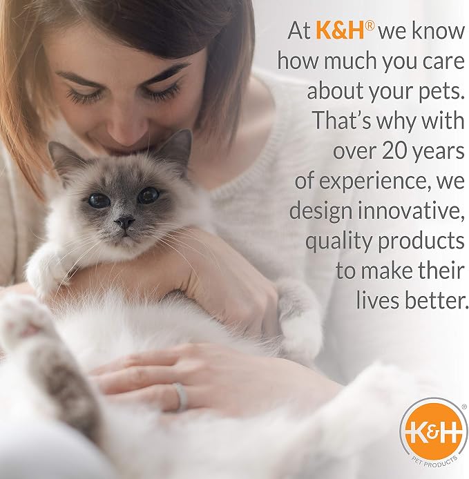 K&H Pet Products Thermo-Kitty Bed Heated Cat Beds for Indoor Cats & Dogs, Calming Warming Pillow Pet Bed, Machine Washable, Removable Heater, Safety Listed - Small 16" Round Mocha/Tan