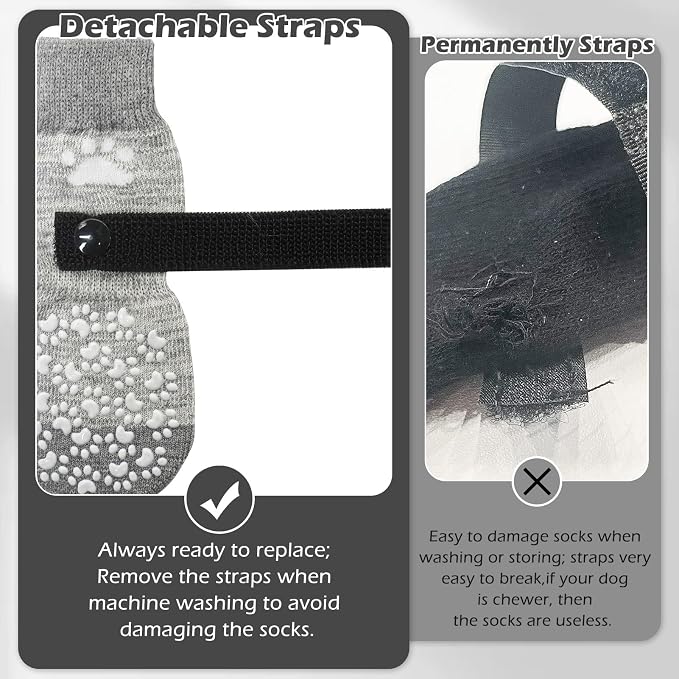 EXPAWLORER Anti Slip Dog Socks to Prevent Licking Paws, Dog Shoes for Hot Pavement, Dog Booties for Small Medium Large Senior Dogs, Traction Control Boots & Paw Protectors for Hardwood Floors