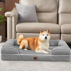 EHEYCIGA Orthopedic Dog Beds Large Sized Dog, Waterproof Memory Foam Pet Bed with Sides, Non-Slip Bottom Large Pet Bed with Washable Removable Cover, Grey | Non-Slip Bottom and Egg-Crate Memory Foam XL Dog Couch Bed with Washable Removable Cover, Grey