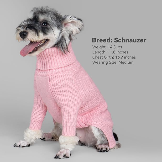 cyeollo Dog Sweater Long Sleeve Knitted Turtleneck Pullover Warm Clothes | Ultra Soft Warm Knit, Full Coverage, 4-Way Stretch for Easy Movement, Easy On & Off, Winter Daily Wear for Small Dogs