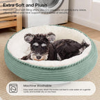Love's cabin Round Donut Cat and Dog Cushion Bed, 24in Pet Bed for Small or Medium Dogs, Anti-Slip & Water-Resistant Bottom, Soft Durable Fabric Pet Beds, Washable Calming Cat Bed Apple Green