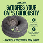 Peekaboo Cat Cave Donut for Multiple & Large Cats up to 30-45 lbs, 3-in-1 Self Warming Cat Bed, Tunnel & Scratcher for Indoor Cats, Washable & Detachable (Light Gray + Dark Gray, Large)