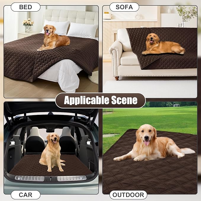 Smiry Waterproof Reversible Pet Couch Covers for Dogs | Pet Friendly, Soft Fabric, Washable Sofa Furniture Protector for Dogs Cat Kids, Checkered (52"x82", Chocolate/Chocolate)