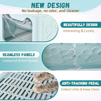 Covered Cat Litter Box, Extra Large Drawer Design with Dual Entry,Baby Blue | 13L litter capacity, adjustable door, leakproof structure, cleaning accessories, complimentary cat litter mat