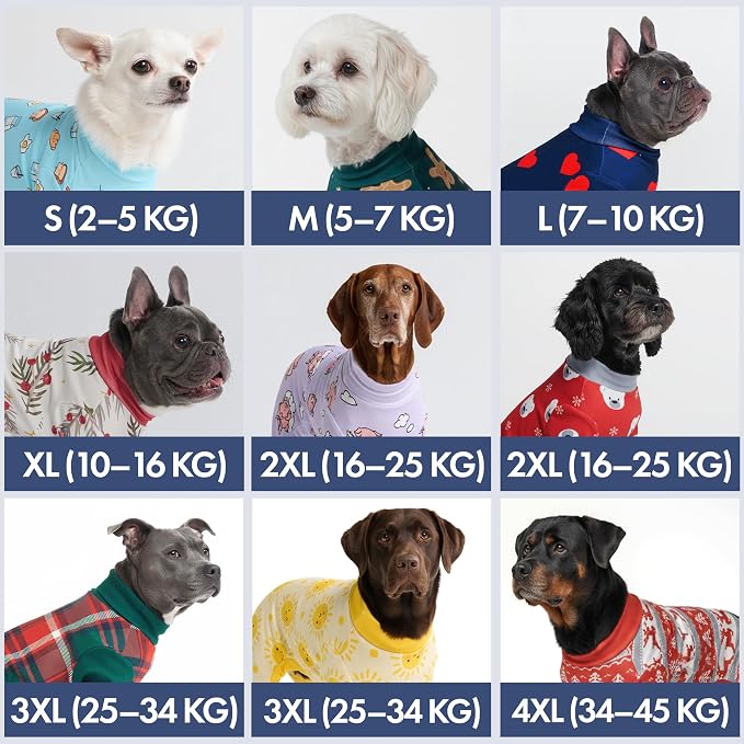 Spark Paws Dog Christmas Pajama, Dog Recovery Suit Male, Onesie, Ultra-Soft and 4-Way Stretch, for Small Medium and Large Breeds - Winter Wonderland - M
