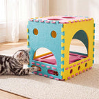Cat Houses for Indoor Cats, Cute Cat Bed Cave with Soft Pillow, Cat Cube for Multiple Large Cats, Fun Dice Shaped, 17 Inches