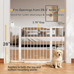 InnoTruth 29.6-44.6 in Wide Baby Gate for Stairs and Doorways, White | Indoor Metal Dog Gate for Pets, Auto Close 2 Way Swing Walk Through Door, Double Lock & Y-Bolts, Pressure or Hardware Mount