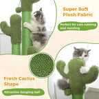 PAWZ Road Cactus Cat Scratching Post 35”Cat Scratcher with Toy Ball | Cactus Cat tree with 3 Sisal & Carpet Scratching Posts, Soft Carpet Base & Top, Interactive Ball for Adult and Indoor Cats