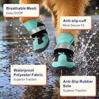 Dog Shoes for Hot Pavement,Non-Slip Breathable Mesh Dog Boots with Reflective Adjustable Straps,Waterproof Paw Protectors for Small Medium Large Dogs,Summer Hiking Walking,4#,Green