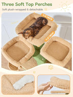 Taoqimiao Tall Cat Tree, 76In XL Cat Tower for Large Cats, 3 Padded Perches | Oversized Metal Hammock, 2 Big Condos, 1-Piece Ramp Scratcher, 7 Natural Sisal Posts, Hanging Basket, Cactus, MS047T