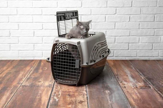Petmate Dog Crates for Small Dogs & Cat Carriers, Two-Door Plastic Pet Kennel, Top & Front Loading, Made in USA, 24" For Pets Up To 15 lb, Pearl Tan | Plastic pet kennel made in USA, for small pups and kittens, dual entry design, great for travel and v...