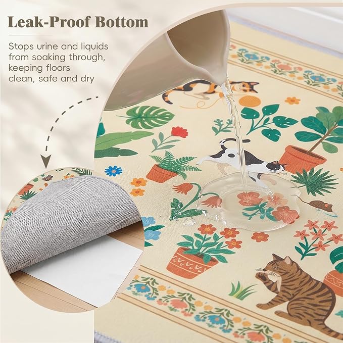 Bienbee Cat Litter Mat, 2 Pack 33" x 22" Machine Washable for Litter Boxes | Cat Litter Rug with Waterproof Backing, Non-Slip Grip and Soft On Kitty Paws to Catch Litter and Protect Floor