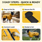 PU Dog Raincoat, Non-Toxic & Odorless Waterproof Vest, Adjustable High Neck and Hook & Loop Belly Closure for Rainy Potty Breaks & Wet Weather Outdoor Walks (Yellow, Large)