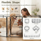 Metal Dog Playpen - 32" Height 16 Panels Foldable Exercise Pen for Dogs Indoor/Outdoor Pen with Door for Pet Animals Portable Pet Playpen Polygon Dog Enclosure (Black)