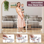 29.4-78" Extra Wide Baby Gate, Long Dog Gates Indoor for Stairs | Essential Large Gate for Child Toddler with Anti-Trip Pedal, Adjustable Pet Gate for Doorways, 28" Tall 3 Metal Panels White