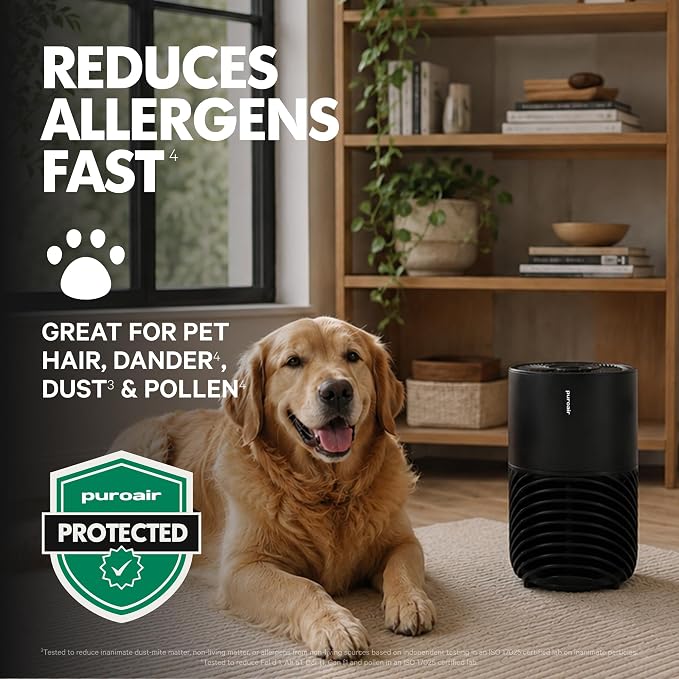 PuroAir 130i Smart Air Purifiers for Home Pets Allergies - HEPA + CarbonTech Filter up to 500X Stronger - Cleans Air Fast - Quiet Sleep Mode, Small Room Air Purifiers for Bedroom, Baby, Office, Dorm