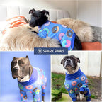 Spark Paws Dog Pajama, Dog Recovery Suit Male, Onesie, Ultra-Soft and 4-Way Stretch, for Small Medium and Large Breeds - Donuts - XL