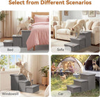 Zerbuger Dog Stairs with Storage, Grey 3 Steps Dog Ramp no Condo for Bed | 18" H Wider Dog Steps for High Beds Couch, Folding Storage Pet Stairs Gift for Climbing Small/Medium/Large Old Dogs Cats