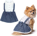 Parisian Pet Chambray Overall Dog Dress - Summer Clothes for Medium Dogs Girl - Blue Denim Pet Dress - Designer Dog Overalls - Lightweight and Breathable Puppy Clothes - Dresses for Dogs