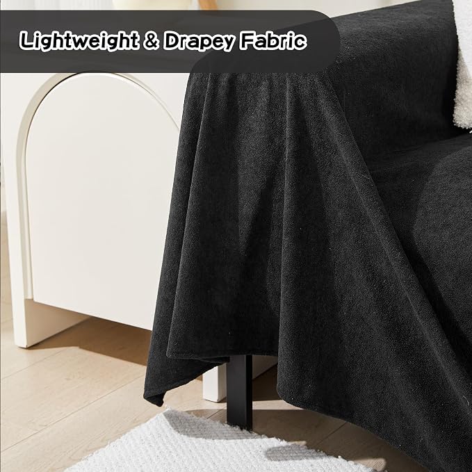 Couch Cover for 2 Cushion Sofa Washable, Cat Scratch Proof Sofa Covers, Furniture Protector Love Seat L Shape Soft Sectional Couch Covers for Dogs Pets, 71" x 102", Black