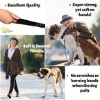 ADITYNA Black Leather Dog Leash for Large & Extra-Large Dogs, 6ft x 1" | Soft yet strong leather leash for walking, training, hiking — great for Great Dane, Rottweiler, Cane Corso, Mastiff.