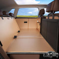 FURTIME XL Back Seat Extender for Dogs, Hard Bottom Dog Car Seat Cover for Truck Back Seat, Upgraded PU Leather Waterproof Anti-Scratch, Large Space Back Seat Cover for Full Size Truck SUV, Brown