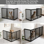 Dog Gate Indoor, Freestanding Dog Fence for The House, Doorways, Hallways,or Stairs,Pet Gate Foldable Wooden,Expandable 32" Height 3 Panels,Black