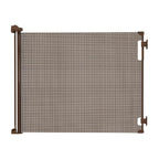 Retractable Baby Gate Perma Child Safety 33" Tall x 71” Wide, Mesh, for Stairs, Doorways, Dogs, Pets, Indoor, Outdoor, One-Handed Operation, Locking, Easy Install, Hardware Mount, Brown