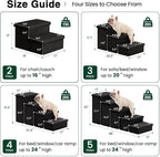Love's cabin Dog Stairs for High Bed, Foldable Pet Stairs for Small Medium or Large Dogs Puppy with Storage for Bed or Couch, Cat Dog Steps Ramp with Zip up to 200 lbs, Black, 2 Steps