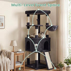 Cat Tree, 61" Tall Cat Tower, Diamond-Shaped Cat Cave VCT001G | Cat Condo with Wide Top Perch & Basket, Sturdy Scratching Post, Interactive Toy for Large Indoor Cats, Smoky Gray