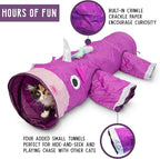 Pet Craft Supply Magic Mewnicorn Multi Cat Tunnel Boredom Relief Toys with Crinkle Feather String for Dogs, Cats, Rabbits, Kittens and Guinea Pigs for Hiding Hunting and Resting