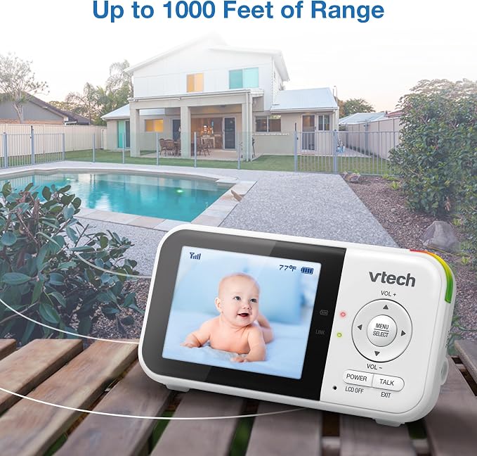 VTech Baby Monitor No WiFi with 2 Cameras – 19-Hour Battery, Patrol Mode for Twins & Two Rooms, 1000ft Range, Auto Night Vision, Two-Way Talk, Temperature Sensor | VM819-2