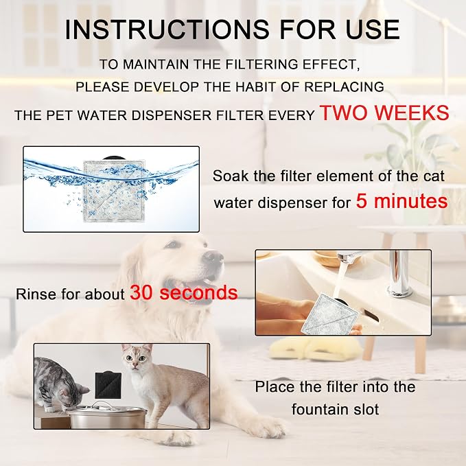 20-Pack Cat Water Fountain Filter Compatible with Petsafe Premier, Ion-X | Fit for Outlast Pumpless, Viva, Premier Cat Water Fountain Stainless Steel, Pet Water Fountain Filters for Dog & Cat