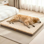 Patas Lague Orthopedic Large Dog Bed Washable Pet Crate Mat 48''X30'' Camel | Egg-Crate Foam Dog Couch For Large Sized Dogs, Waterproof Removable Cover, Soft Pet Bed With Nonskid Bottom