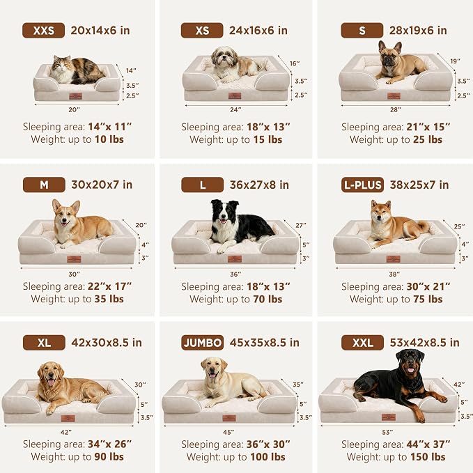 Comfort Expression Orthopedic Dog Beds for Large Sized Dog with Bolster | Waterproof Dog Couch Bed with Washable Cover & Non-Slip Bottom, Supportive Egg Crate Foam Large Pet Bed, 36x27 Inch