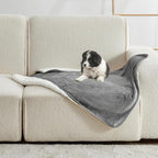 Soft Waterproof Blanket for Bed Couch Sofa, Grey, 30x40 inches | Liquid Pee Proof Pet Blanket for Dog Puppy Cat, Reversible Sherpa Fleece Blanket for Couch Cover, Furniture Protector