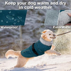 Lelepet Dog Coats for Large Dogs Waterproof Dog Jacket with Adjustable Fit | Winter Jacket Reflective Pet Fleece Vest Windproof Cold Weather Coats with Adjustable Buckle & Leash Hole, Dark Green, XL