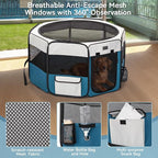 PETSFIT Portable Dog Playpen 36", Removable Waterproof Mat, Zippered Roof | 3-Second Setup, Collapsible Storage, RV Camping Travel, Indoor Outdoor Use, Medium Dogs and Cats, 36"L x 36"W x 21"H