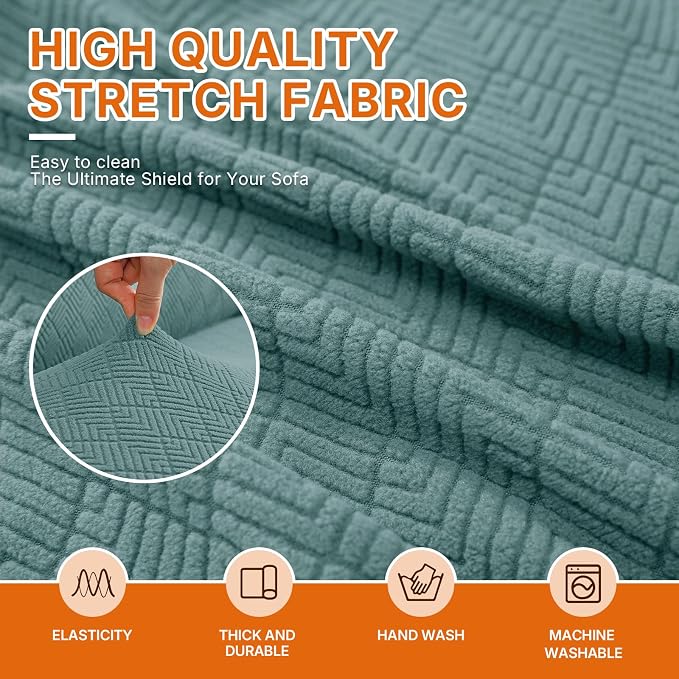 XINEAGE Stretch 4 Seater Slipcover, Non-Slip Pet Couch Cover,Light Blue | Washable Furniture Protector, Elastic Bottom, Dogs & Cats Friendly, Scratch-resistant, Fast Setup, High Elasticity