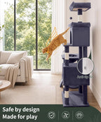 68 Inches Heavy Duty Cat Tree for Indoor Cat, Big Cat Tower | Cat Houses & Tree Tower with 2 Condos, Sisal Scratching Posts & Large Platform for Indoor Cats Large Adult, Dark Grey
