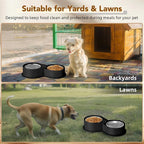 Newget 304 Stainless Steel Dog Bowl Set, 24oz Foldable Pet Dishes, Black | Dual Food & Water Pet Bowl, Anti-Skid, Keeps Food Fresh, Easy to Install, for Small - Large Dogs/Cats - Indoor & Outdoor Use