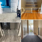 Malier Indoor Dog Gate with Door, 34-55" Extra Wide Full Metal Pet Gate Short Dog Gate for Stairs, Pressure Mount 10'' Tall Small Puppy Low Gate Easy Step Over for Doorways