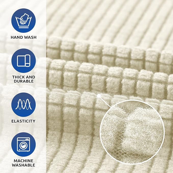 Stretch Chair Sofa Slipcover, Single Couch Cover,Beige | 1-Piece Washable Sofa Cover,Pet Friendly (31"-55") Furniture Protector Soft Jacquard Elastic Bottom for Dogs & Kids