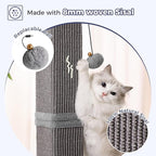 Tall Cat Scratching Post 33” Heavy Duty Sisal Scratcher Post | Modern Cat Scratching Post with Heavy Duty Base for Sturdy, Large 33" Vertical Sisal Rope Post & 2 Cat Toy Balls for Cat-Gray
