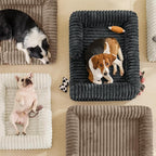 ChiXnuggle Faux Fur Orthopedic Dog Bolster Bed, Waterproof Washable Cover | rectangular dog sofa couch,egg crate foam,non-slip bottom,for large dogs,taupe,35*28*7