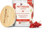 Pet House Candle Plant-Based/Soy - Clean Burning Scented, Long Lasting Pet Odor Candle for Home - Red Currant