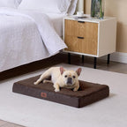 EHEYCIGA Orthopedic Dog Bed Large with Removable Washable Cover,Brown,41x27 | Egg Crate Foam Support,Durable Oxford fabric,Non-Slip Bottom,Machine Washable,Soft Waterproof Plush Pet Bed Mat For Crate