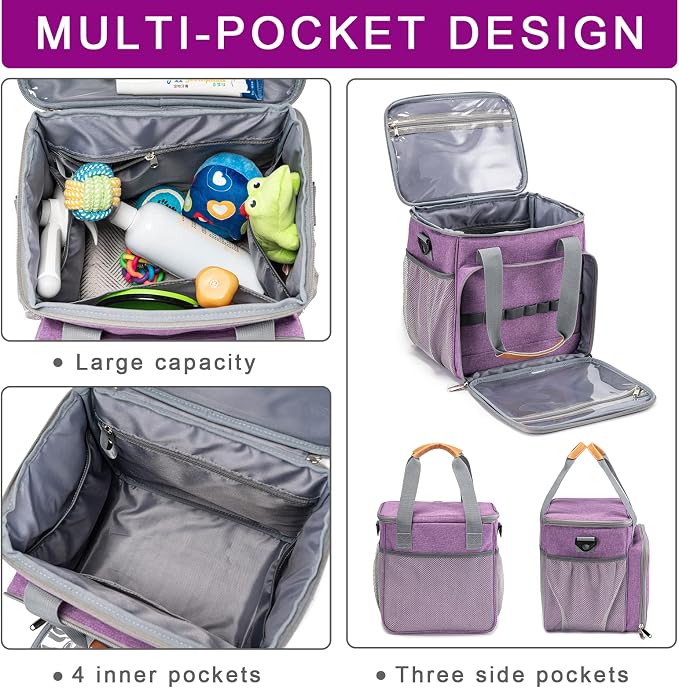 Pet Grooming Bag, Dog Grooming Supplies Organizer Tote Bag, Perfect for Pet Grooming Tool Kit Accessories-Purple